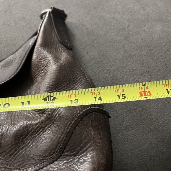 FRYE Campus Gray Brown Leather Fold Over Hobo Shoulder Bag Purse - Picture 5 of 5